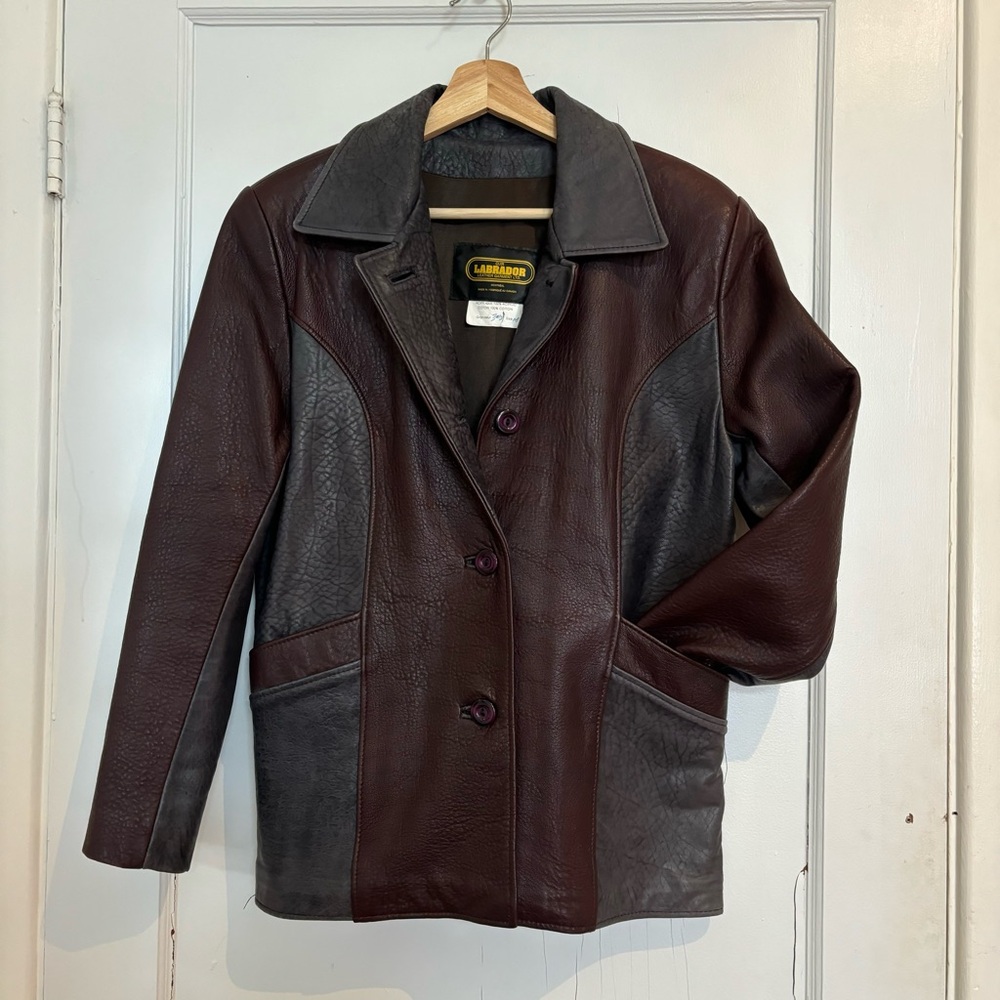 Vintage Genuine Leather Jacket - Rich Brown and Charcoal